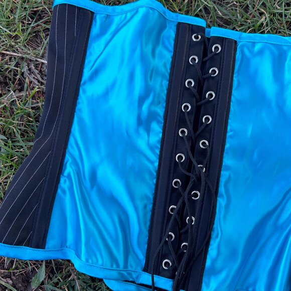 vintage blue zip up corset top NWT deadstock - Picture 4 of 5